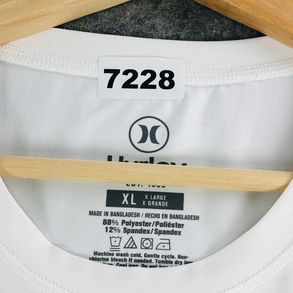 NWOT Hurley Mens Shirt XL White Blue Long Sleeve Performance Stretch Polyester - Picture 9 of 9